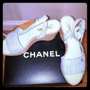 Brand new Chanel denim wedges.